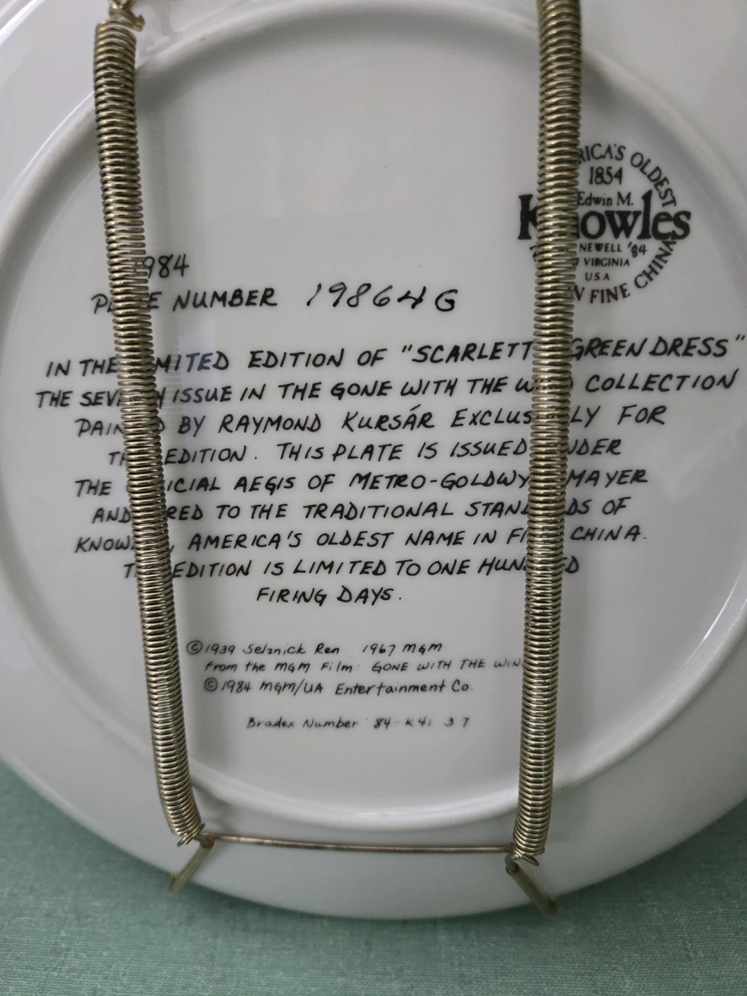 Knowles Gone With The Wind Collector Plate 1984 - photo 3