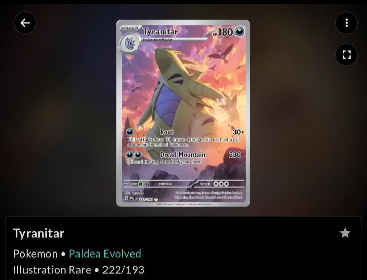 Pokemon TCG Paldea Evolved Tyranitar IR  222/193