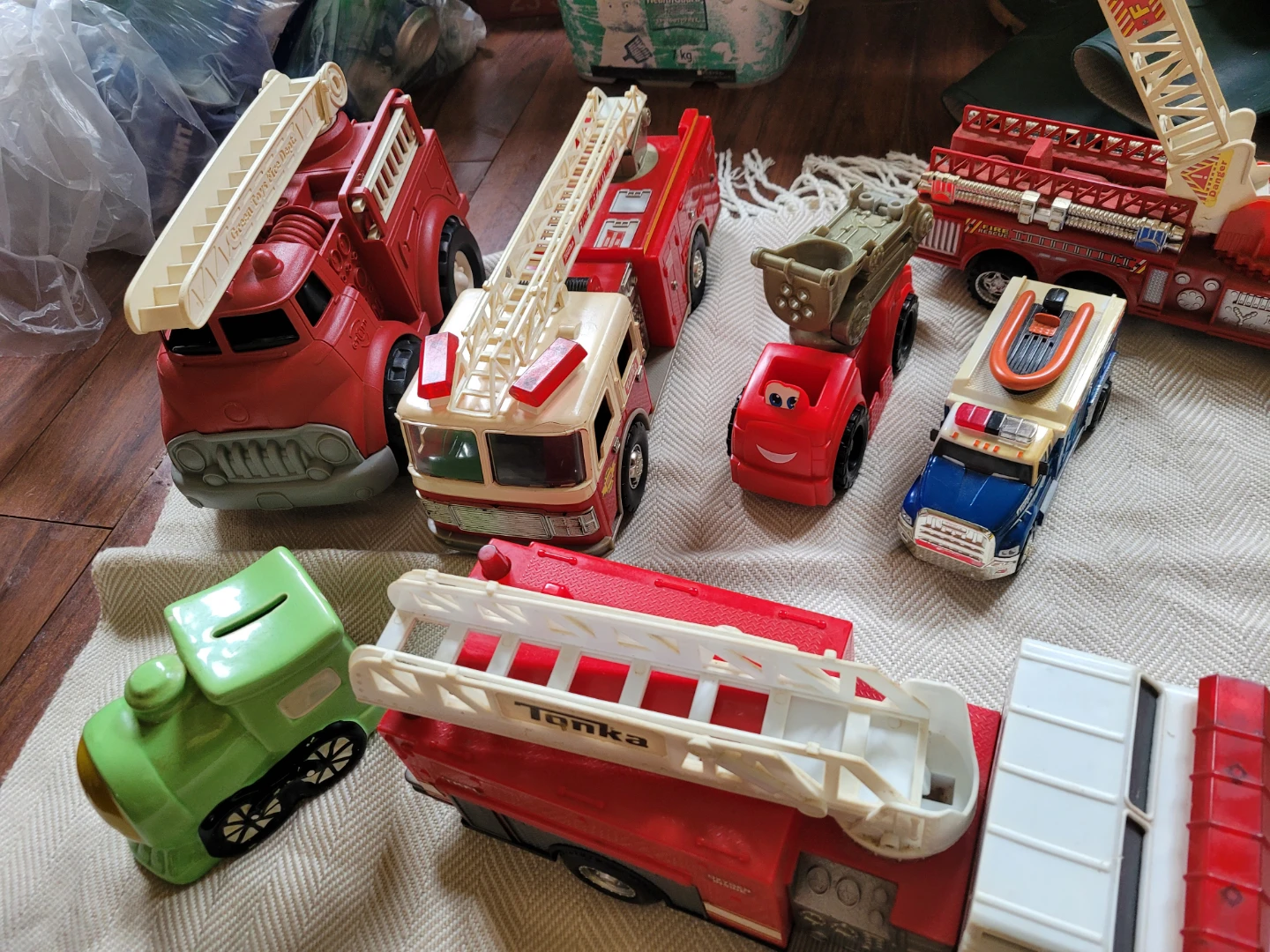 Assorted Toy Fire Trucks and Vehicles