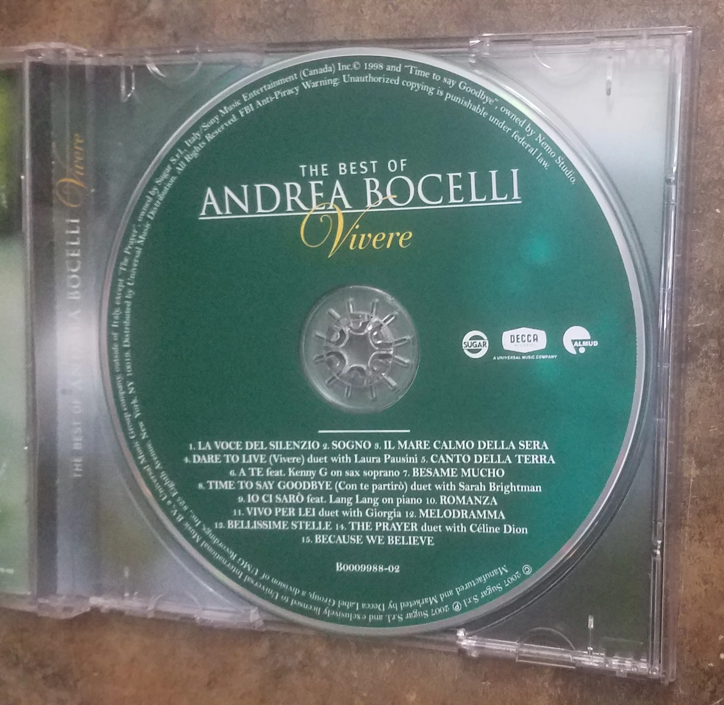 The Best Of Andrea Bocelli - Vivere Excellent Condition CD - photo 3