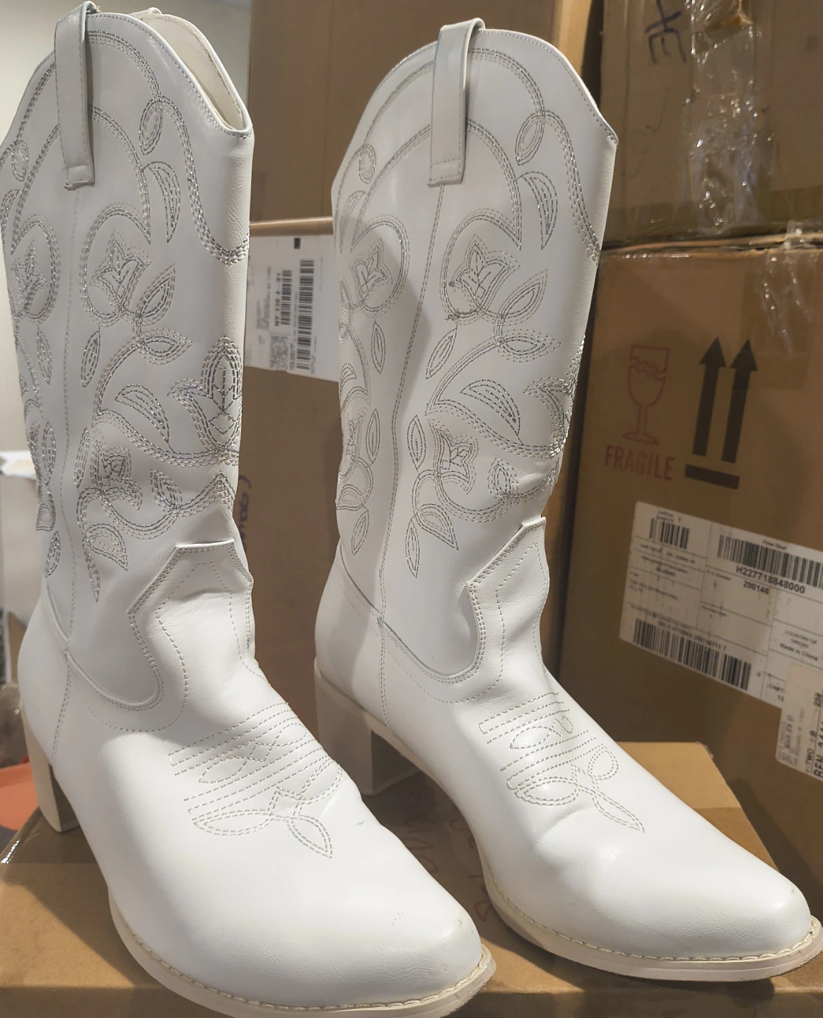 White Embroidered Cowgirl Boots