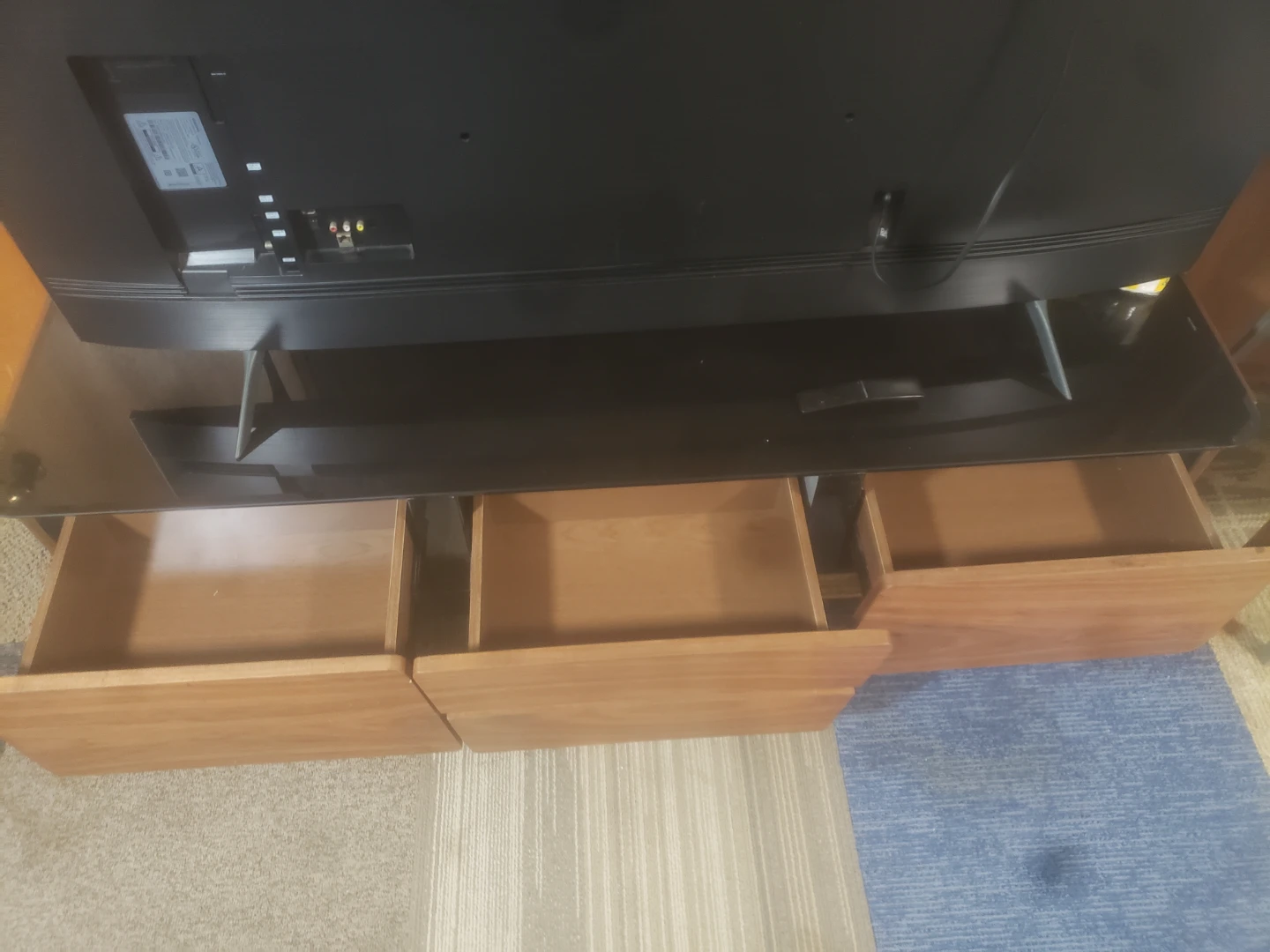 Wood and Glass TV Stand with Drawers - photo 4