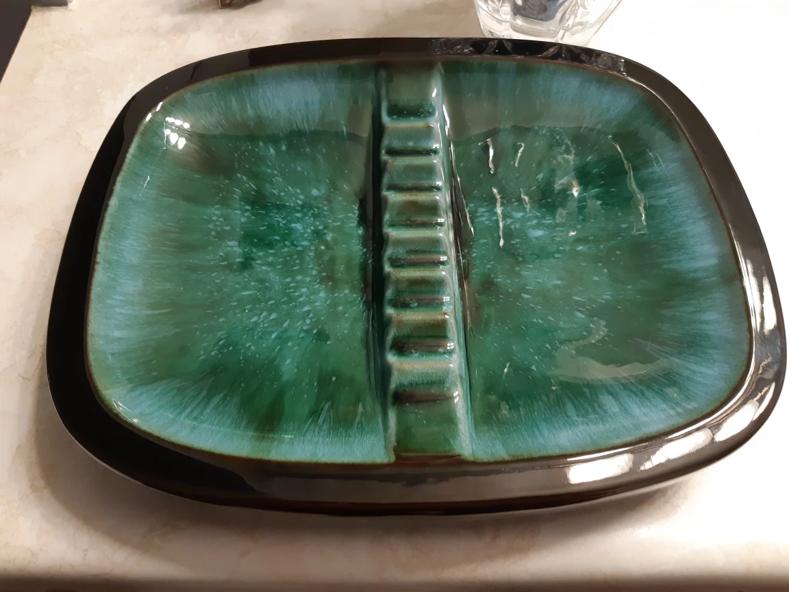 Vintage Ceramic Ashtray Green Glaze - photo 2