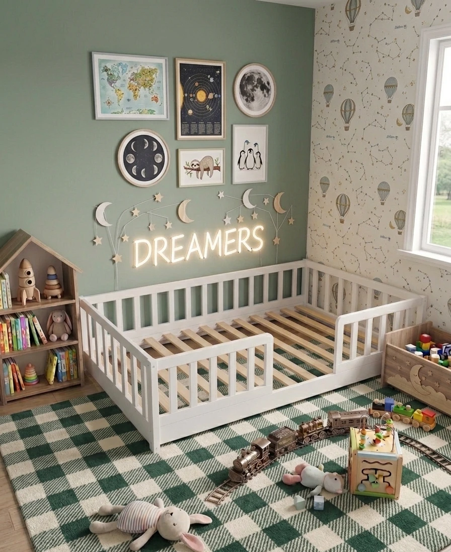 White Toddler Bed with Rails