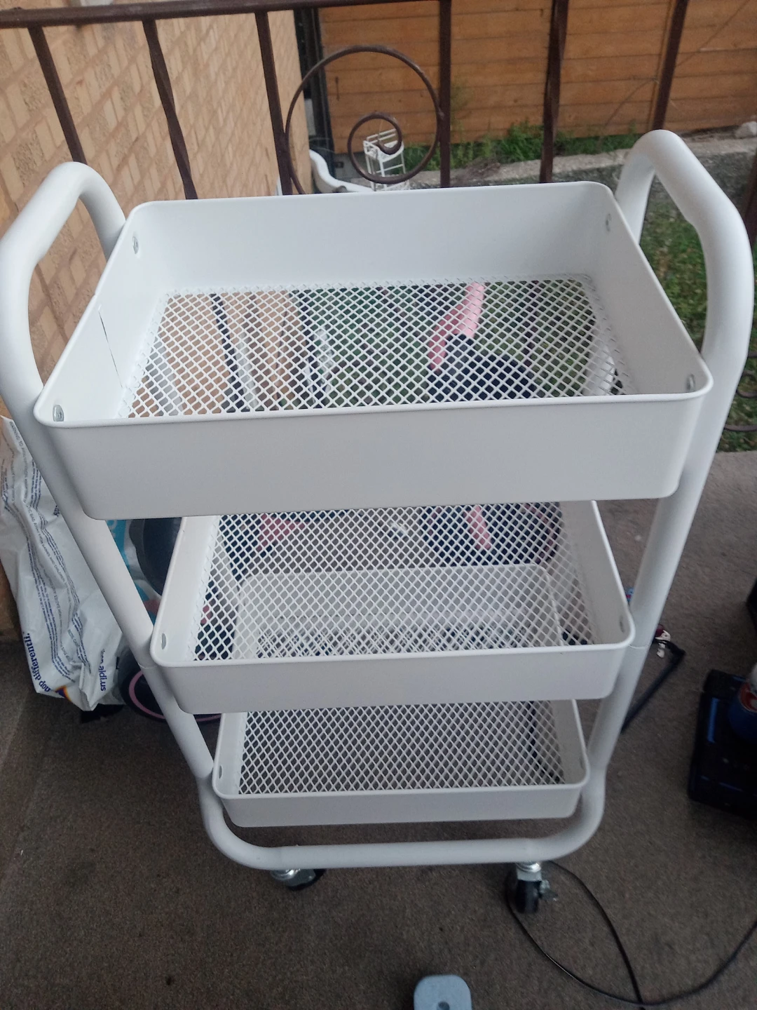 White 3-Tier Rolling Utility Cart