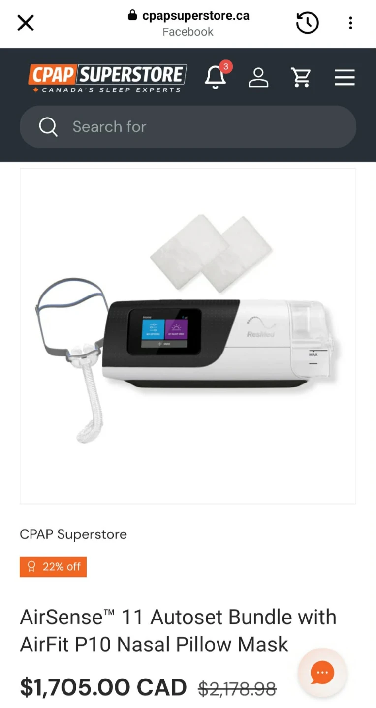 ResMed AirSense 11 Autoset w/ AirFit P10 Nasal Pillow Mask