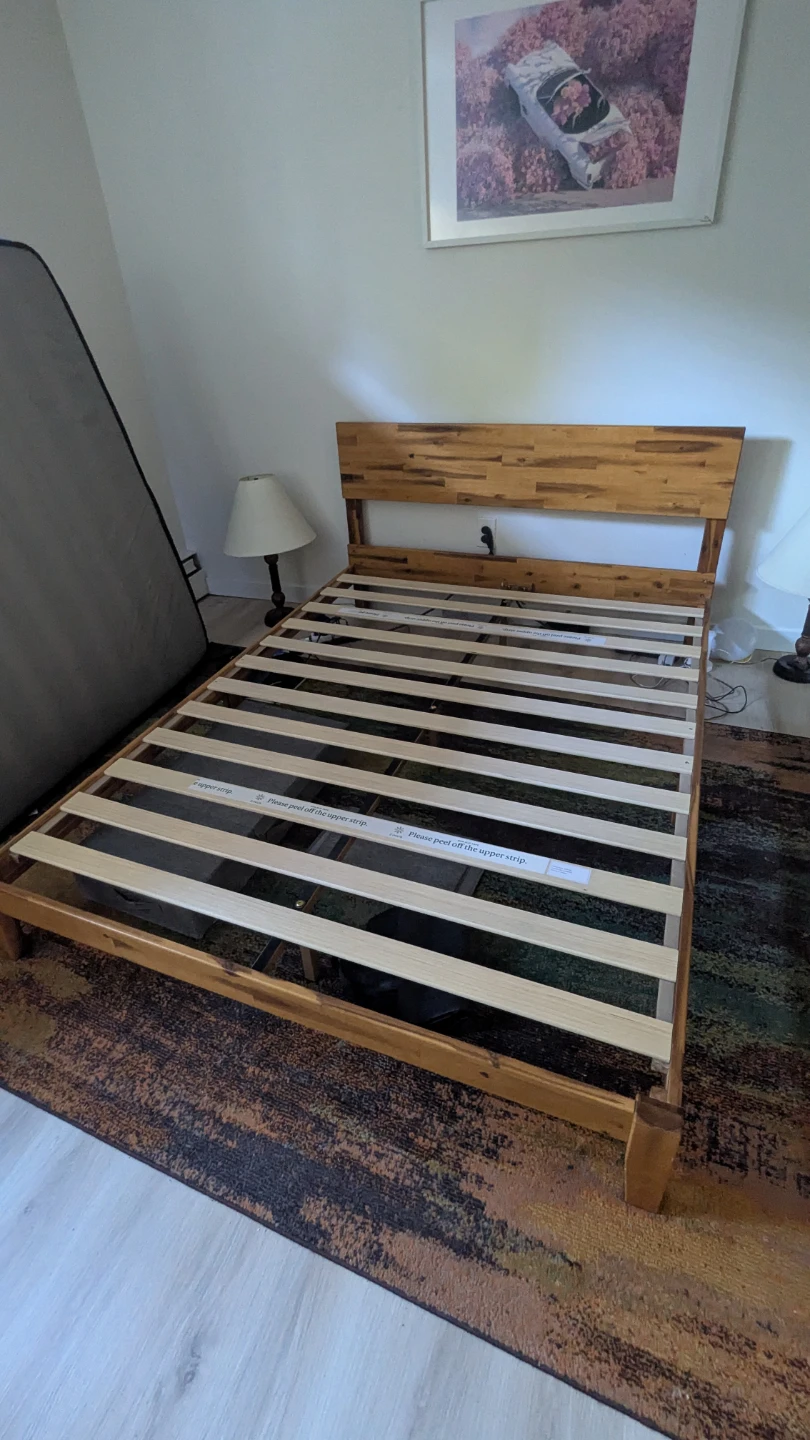 QUEEN Wooden bed frame and Sealy mattress - photo 3