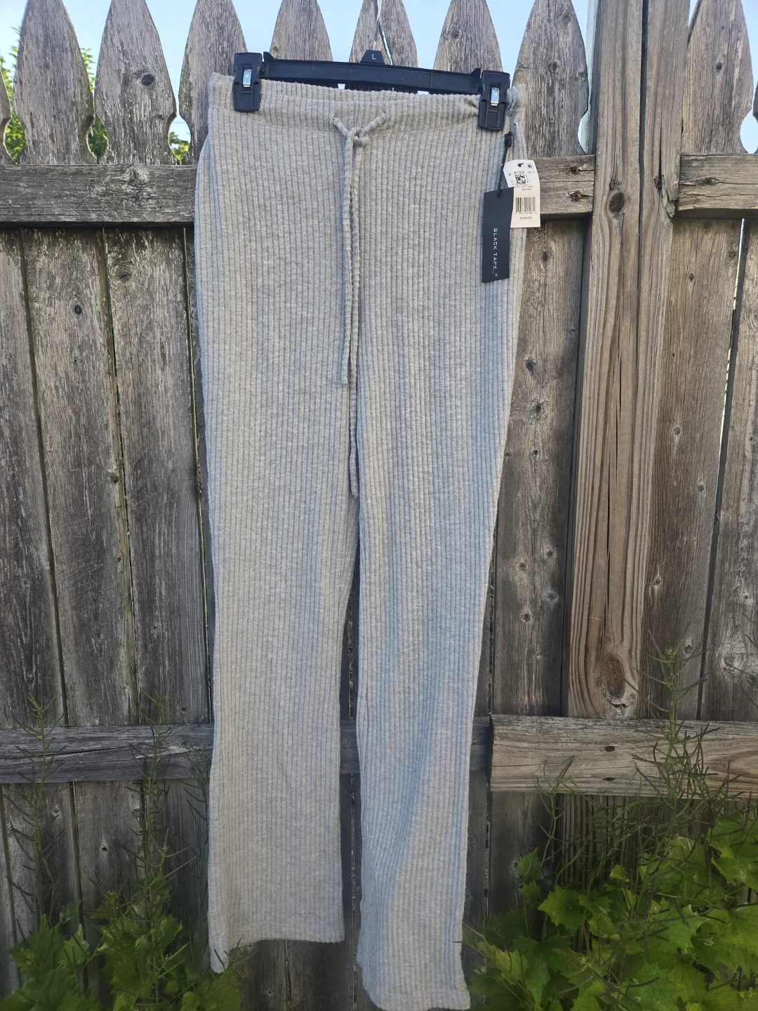 Black Tape Ribbed Flare Pants - Grey - Size s