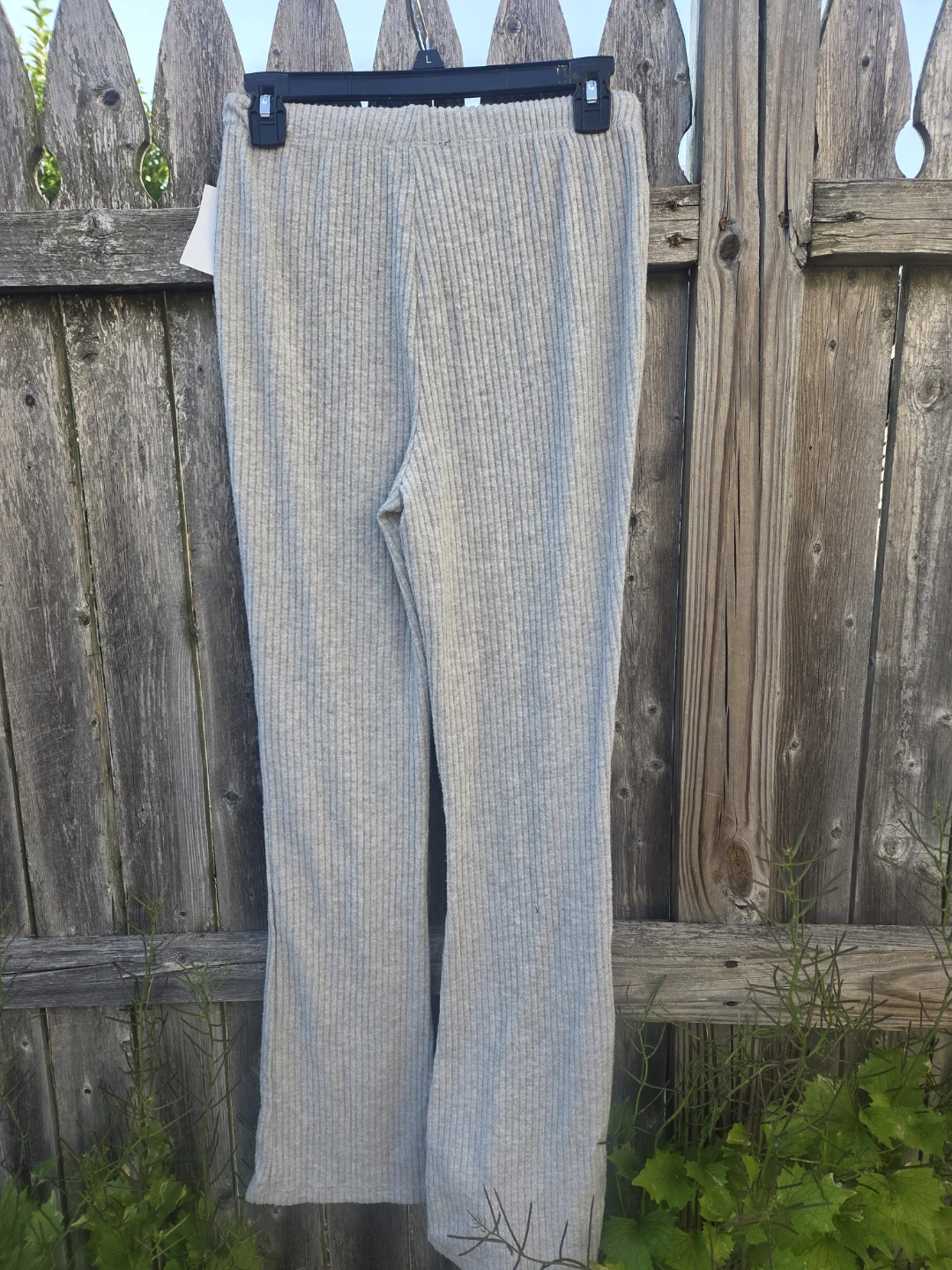 Black Tape Ribbed Flare Pants - Grey - Size s - photo 3