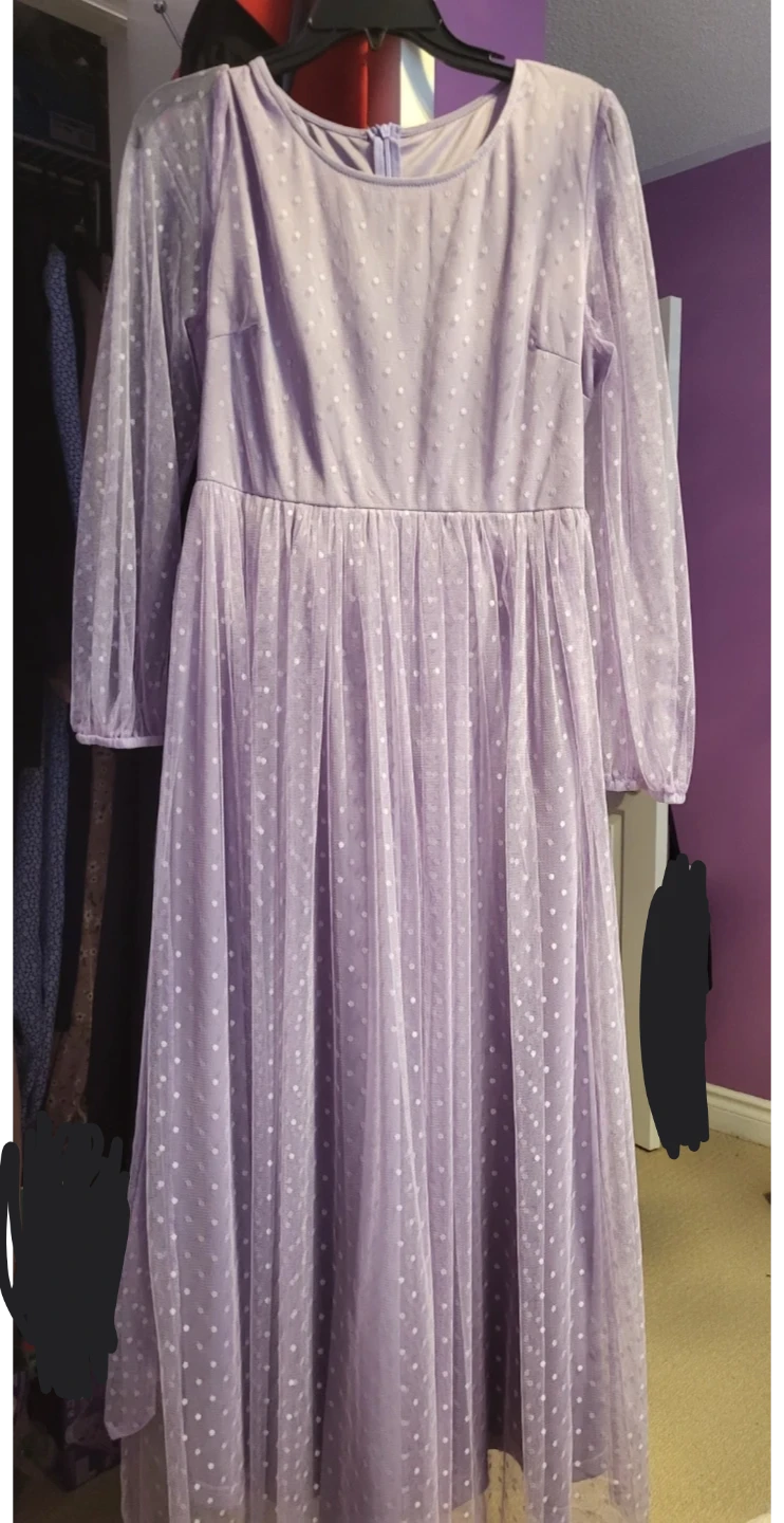 Purple polka dot maxi dress
