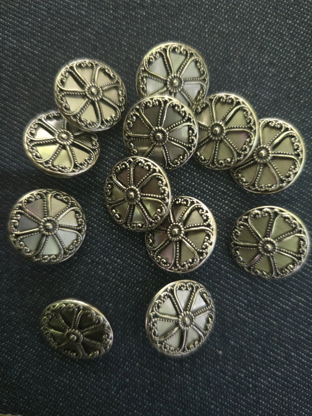 Ornate Silver-Tone Decorative Buttons - photo 2
