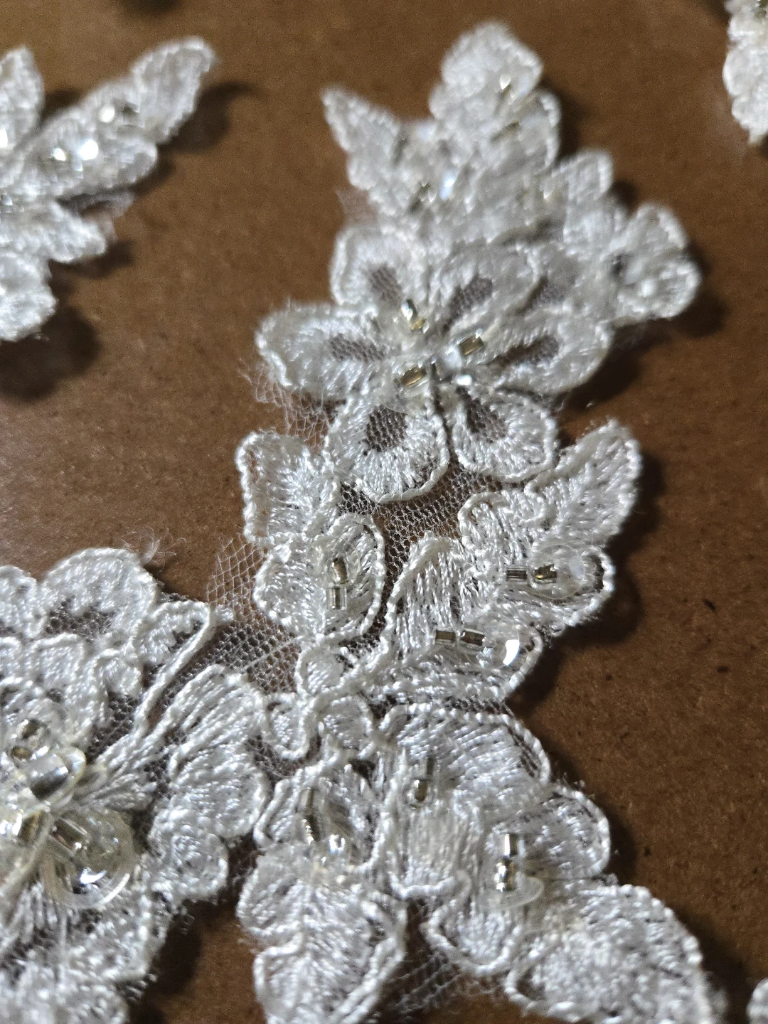 White Lace Appliques with Beads - photo 2