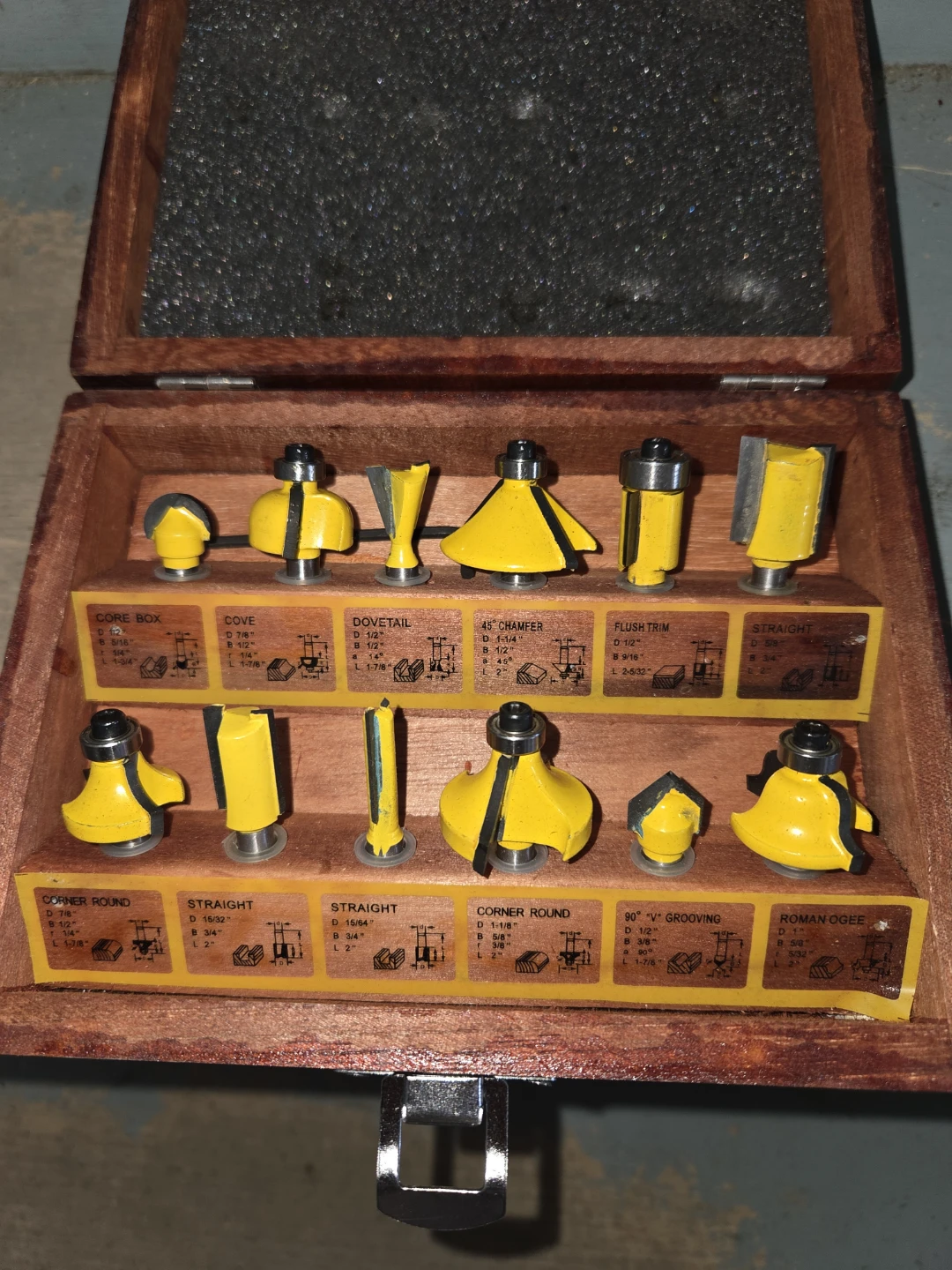 Router Bit Set with Wooden Case