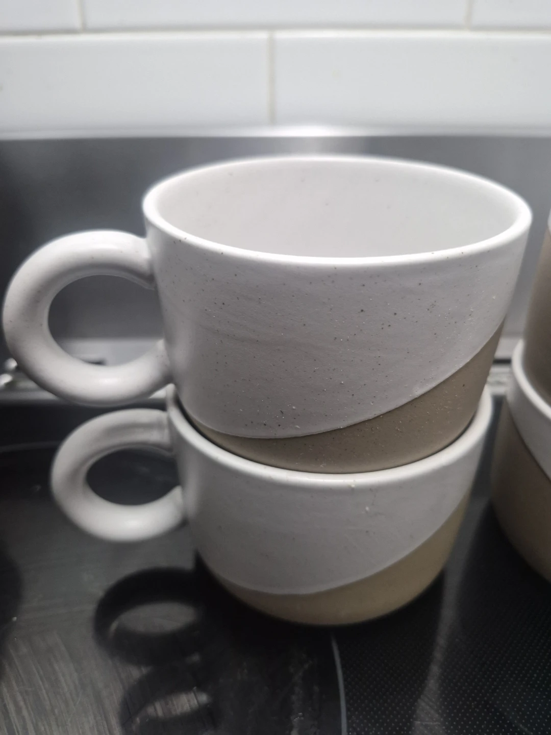 4x White Speckled Ceramic Mugs - photo 2
