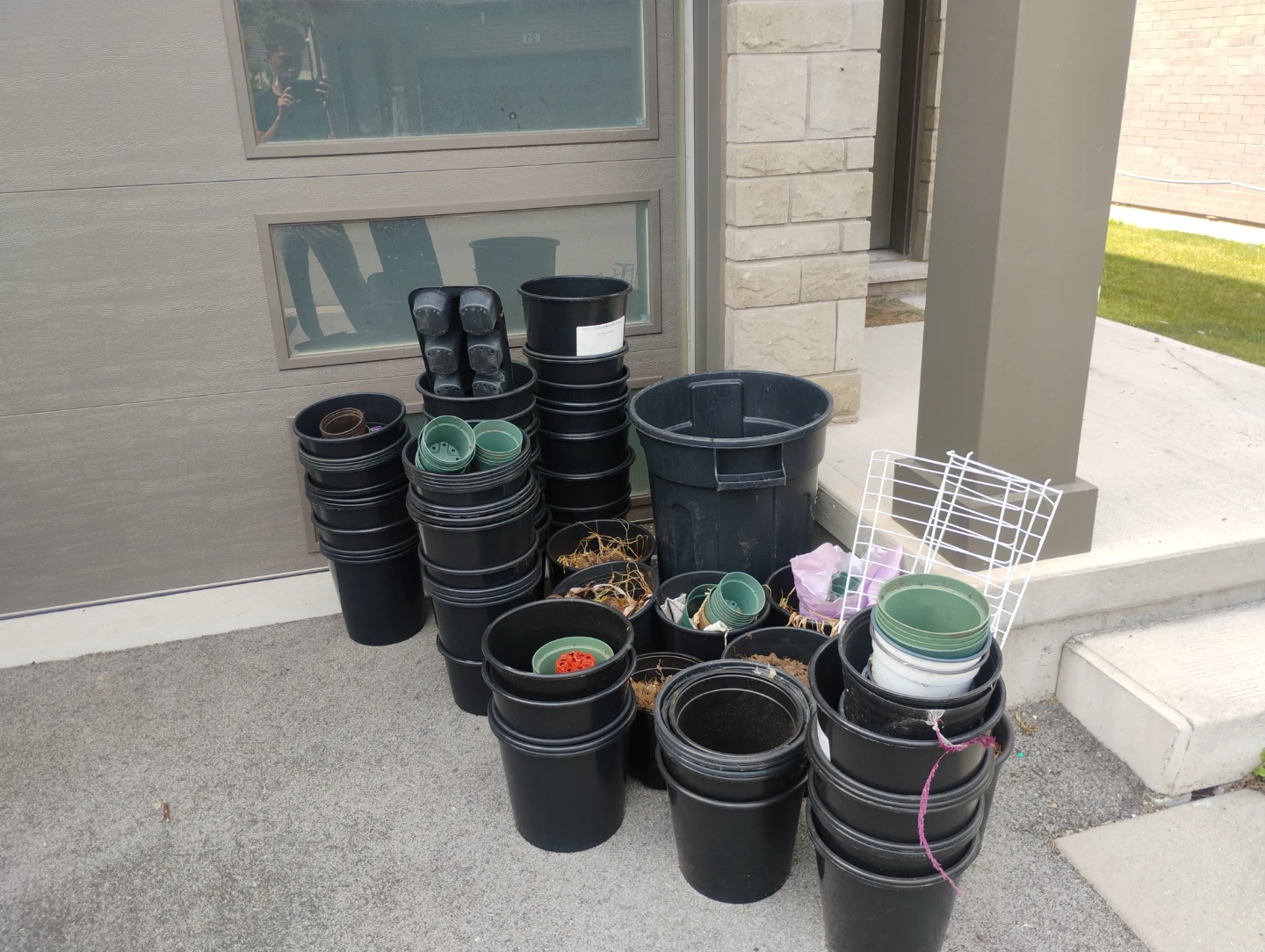 Assorted Black and Green Plant Pots