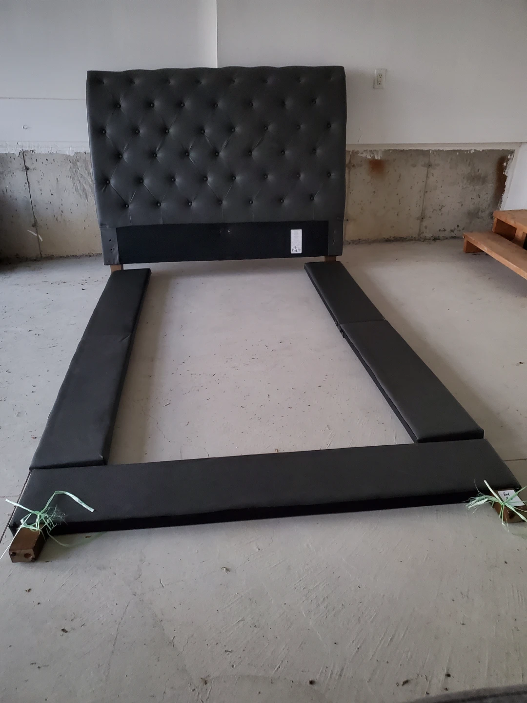 Grey Tufted Headboard and Bed Frame