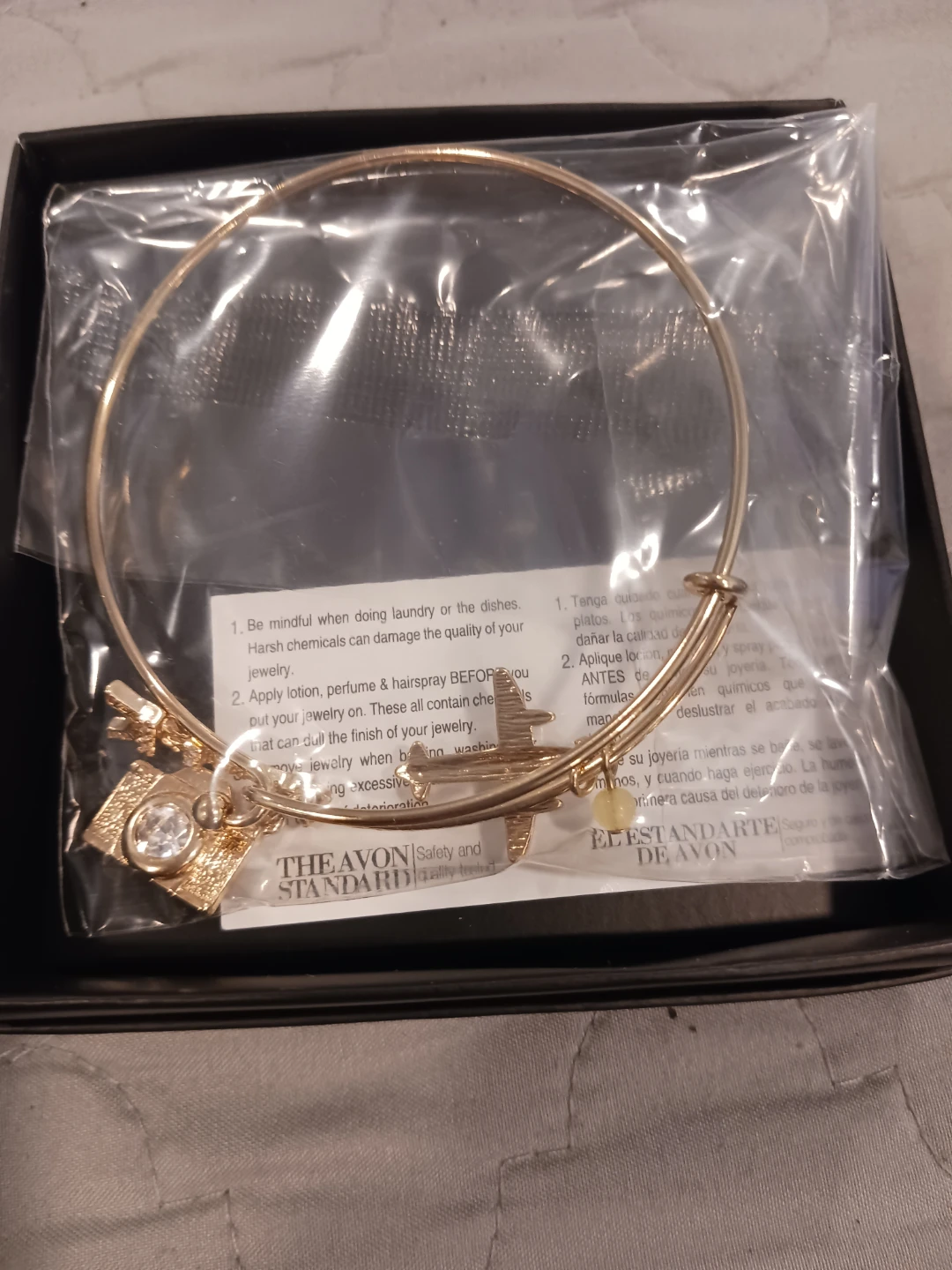 Avon Gold Tone Charm Bangle Bracelet