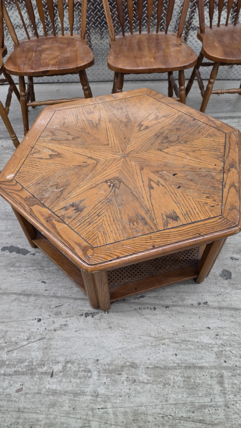 Wooden Dining Chairs and Coffee Table