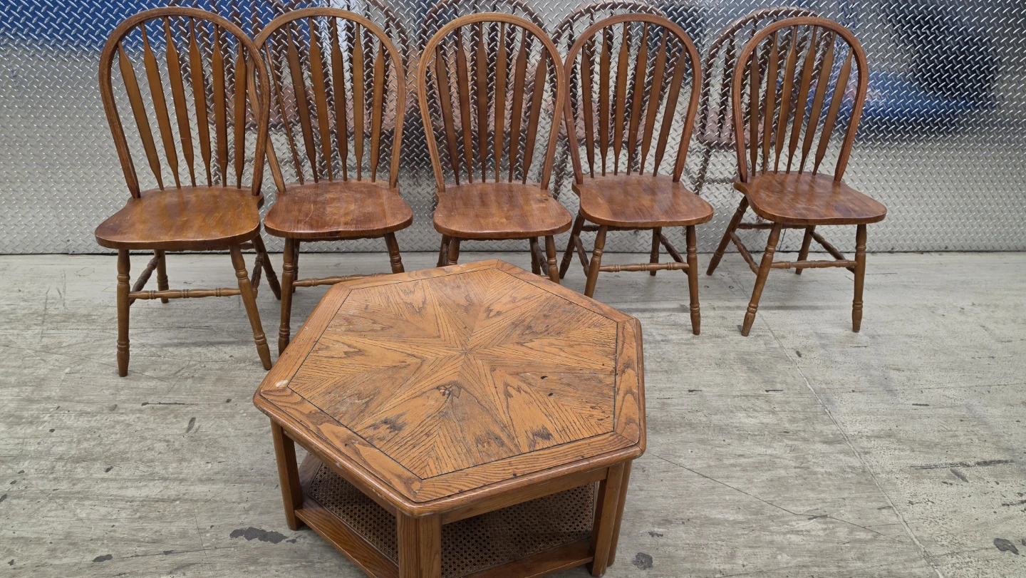 Wooden Dining Chairs and Coffee Table - photo 2