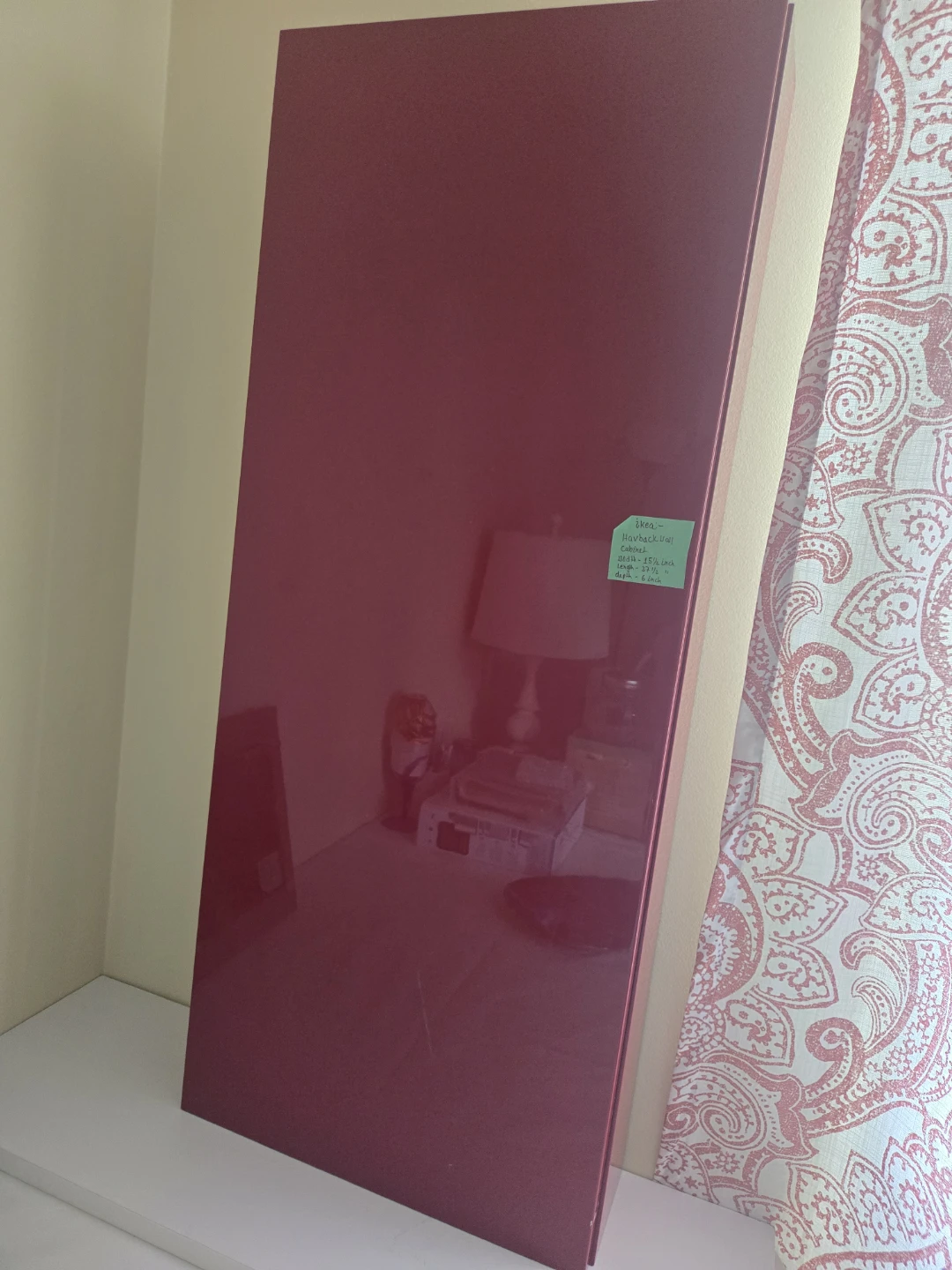 Red IKEA HAVBÄCK Wall cabinet with door,