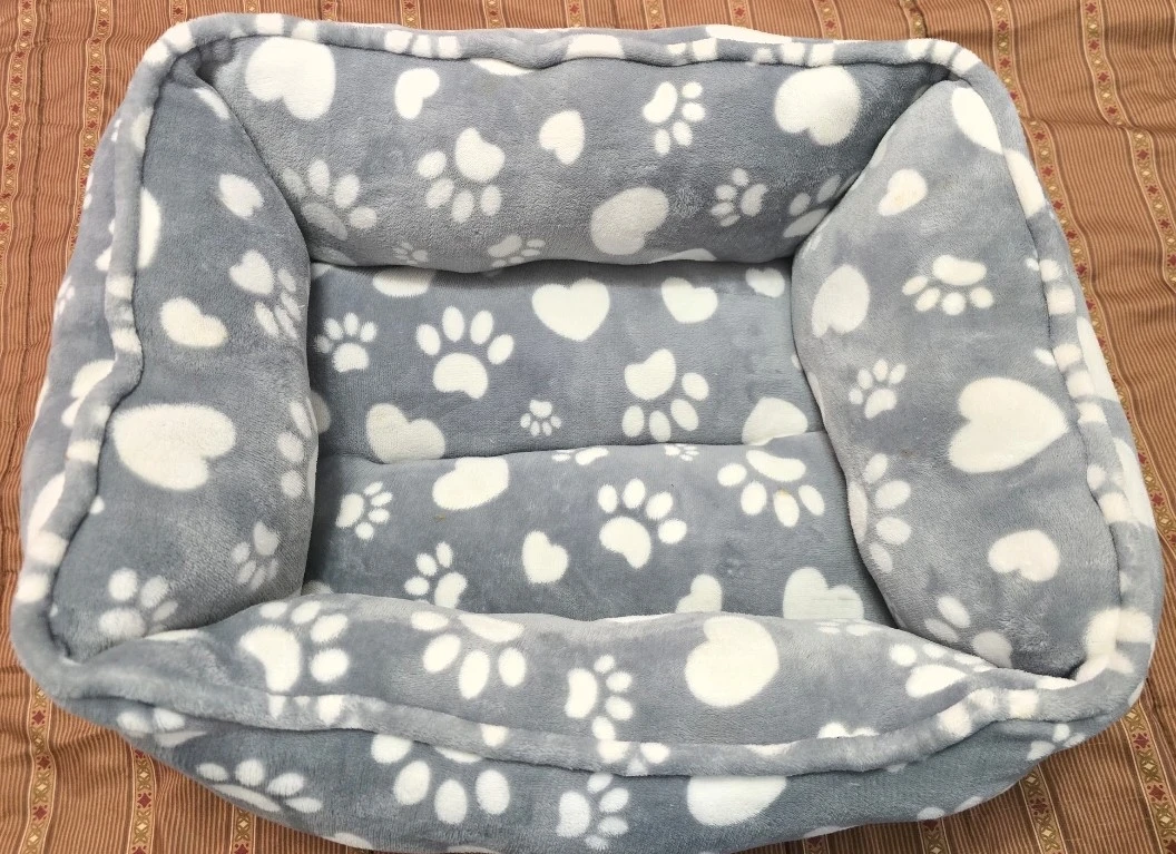 Fringe Studio Paw  Charcoal Medium Hearts Microplush Pet Bed .