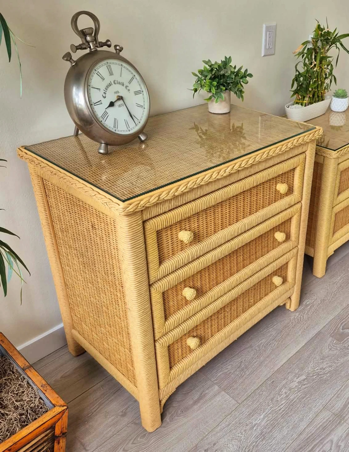 Bohemian Solid Wood Under Woven Rattan Wicker 3 Drawer Dresser - photo 2
