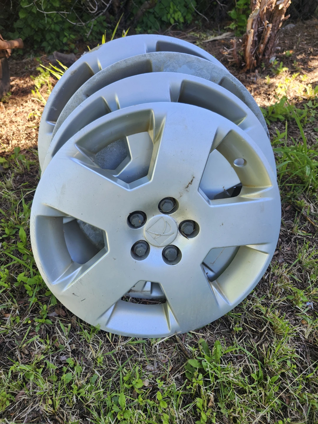 Set of 4 Silver Hubcaps