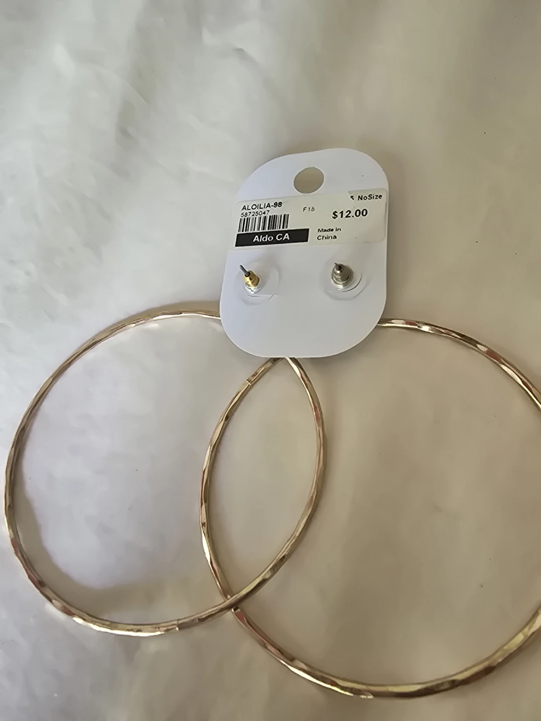 ALDO Gold Tone Hoop Earrings with Black Gem Detail