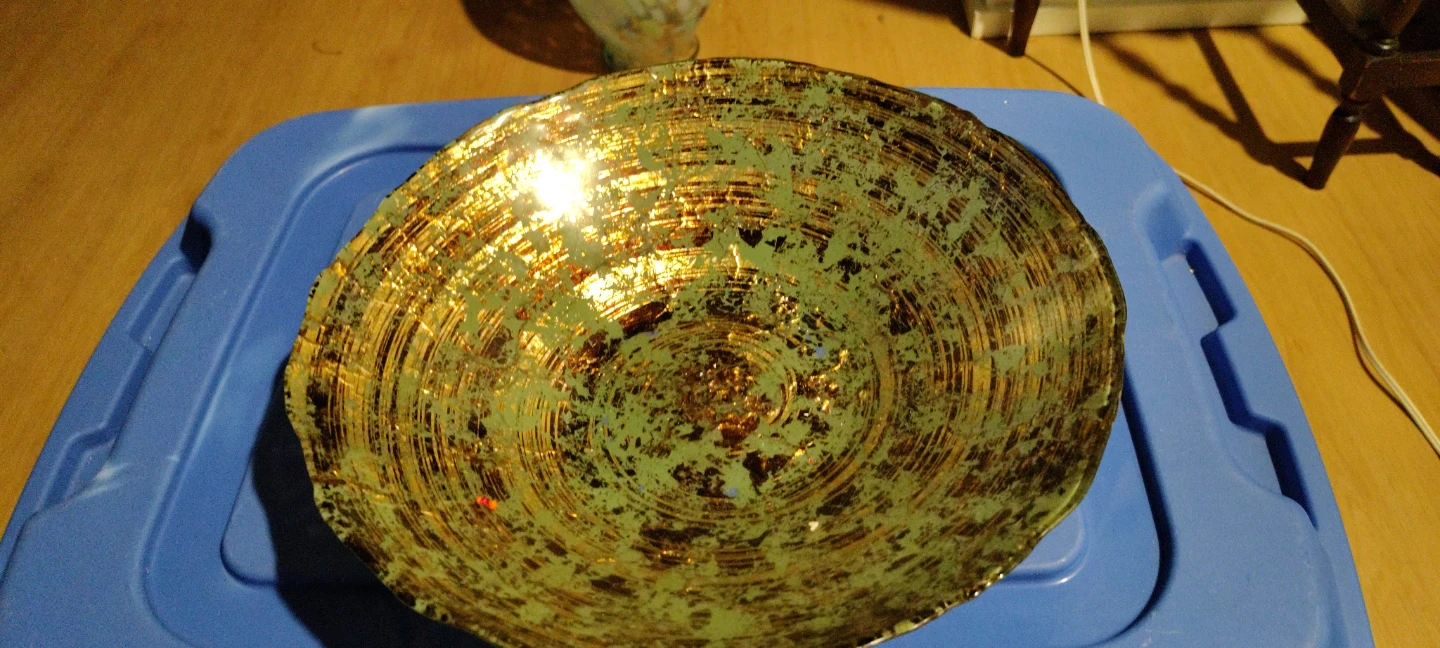 Decorative Green and Gold Bowl