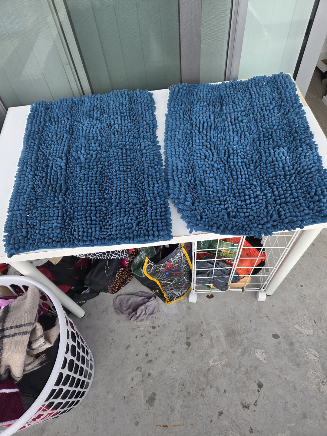 Set of 2 Blue Shaggy Bath Mats - photo 2
