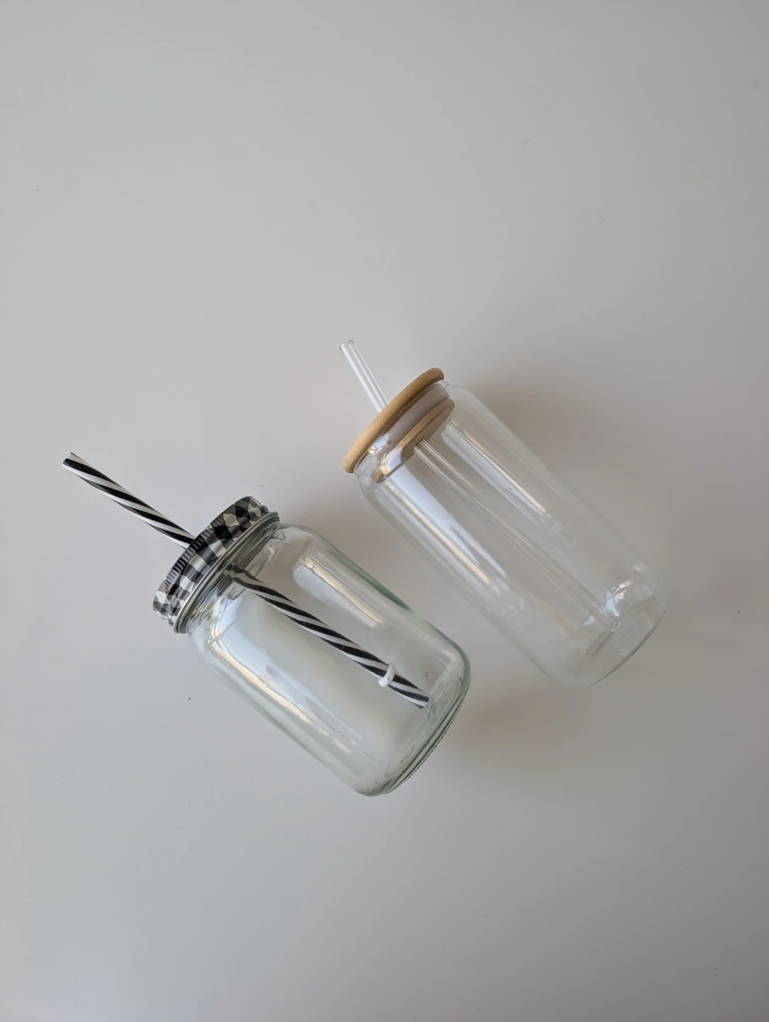 Glass Tumblers with Straws - Set of 2