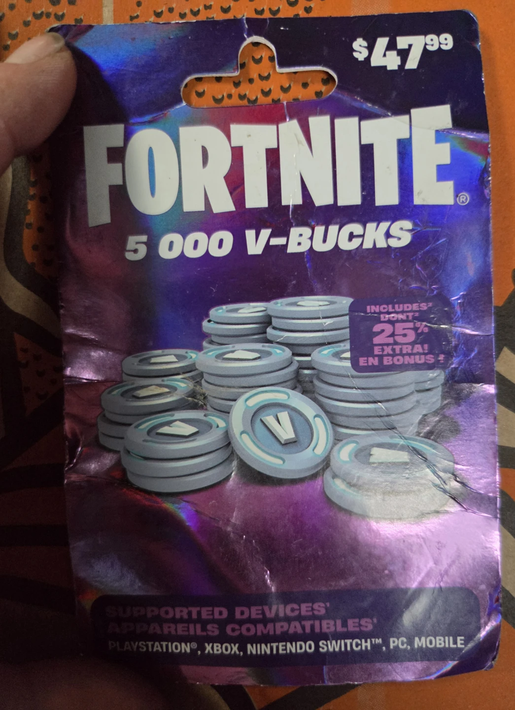 Fortnite 5000 V-Bucks Gift Card