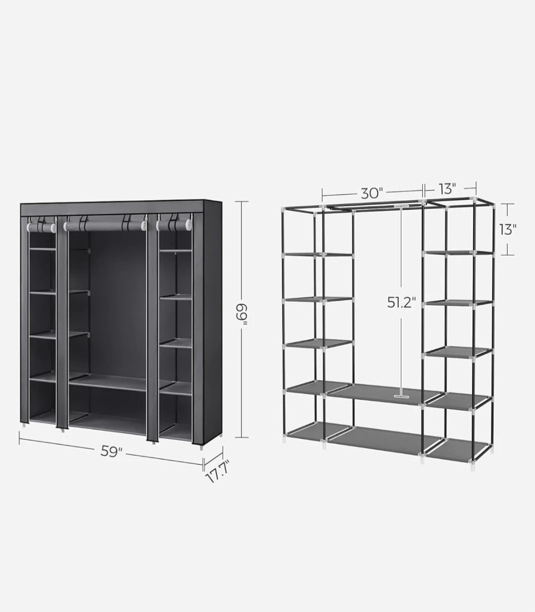 Grey Portable Wardrobe Closet - photo 2