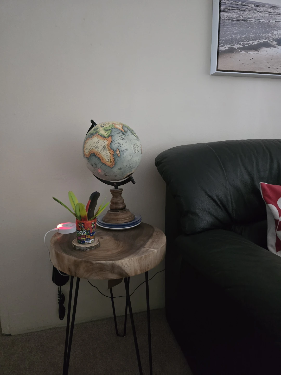 Globe on wooden stand