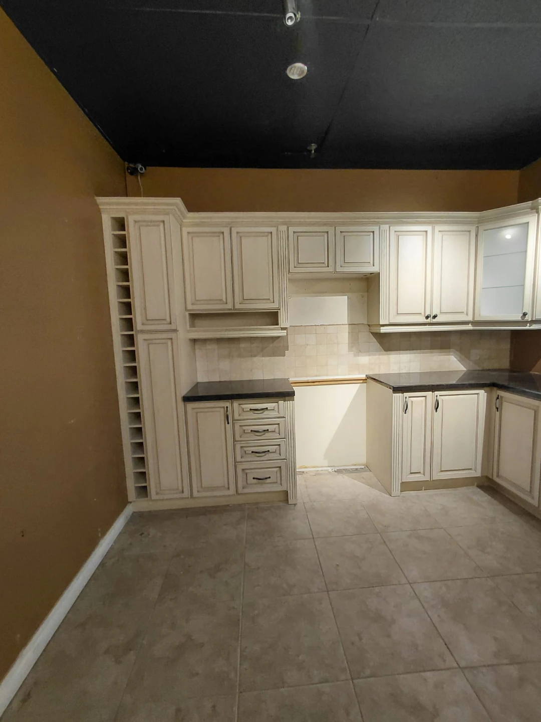 Cream Kitchen Cabinet Set with Wine Rack - photo 3