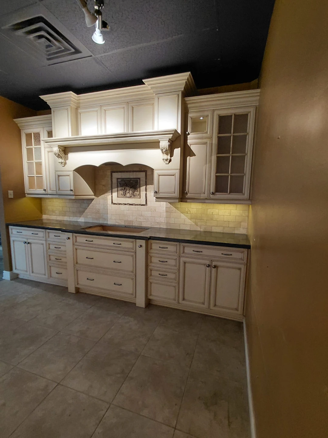 Cream Kitchen Cabinet Set with Wine Rack - photo 4