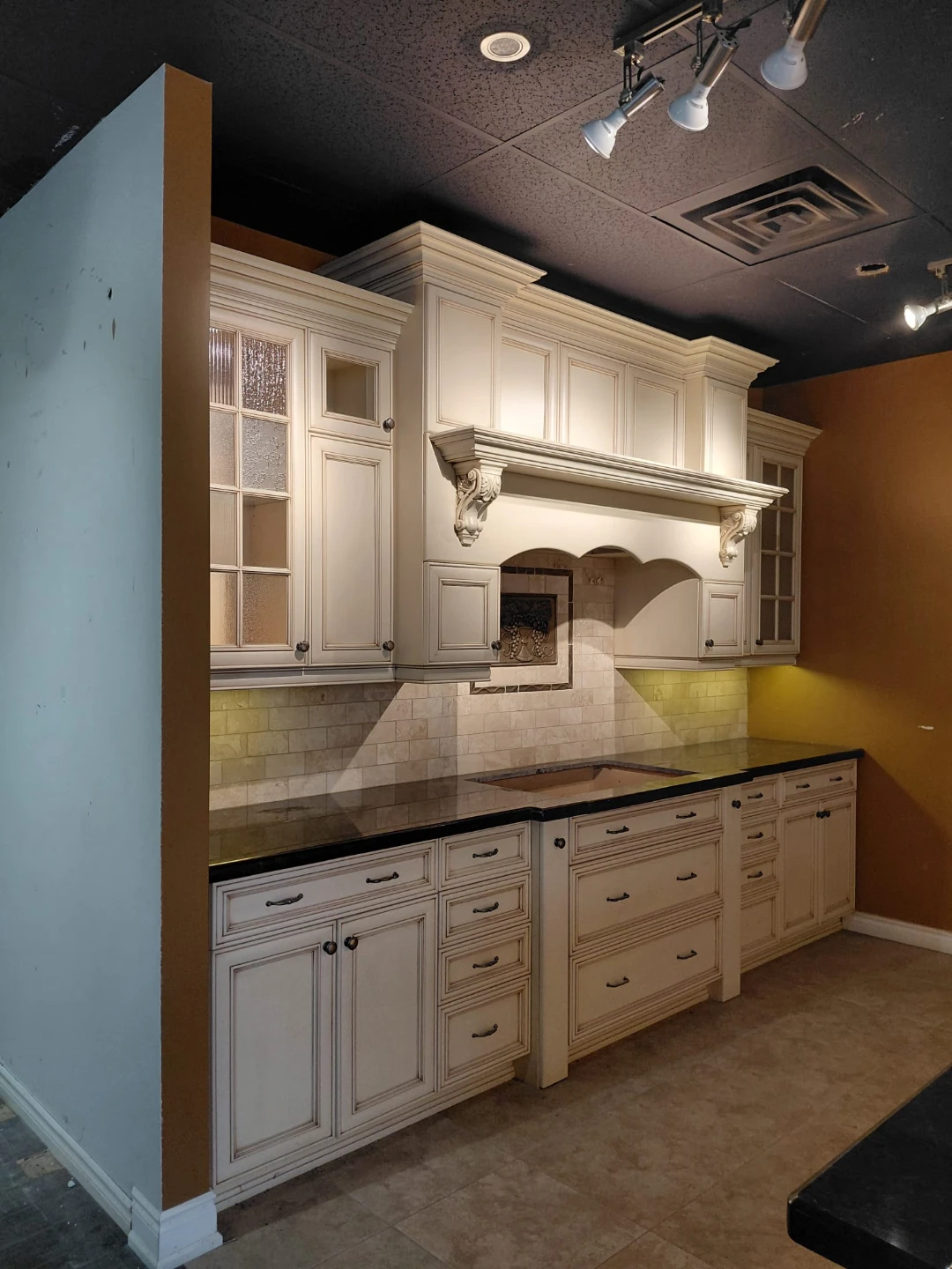 Cream Kitchen Cabinet Set with Wine Rack - photo 5
