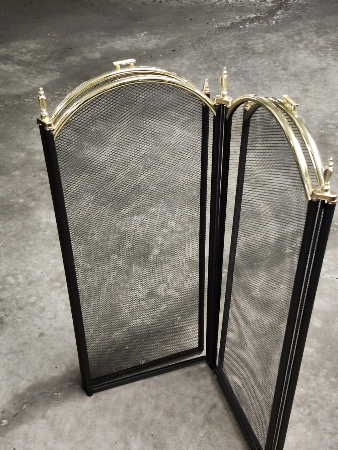 4-Fold Folding Screen - Polished Brass & Black Finish - photo 2
