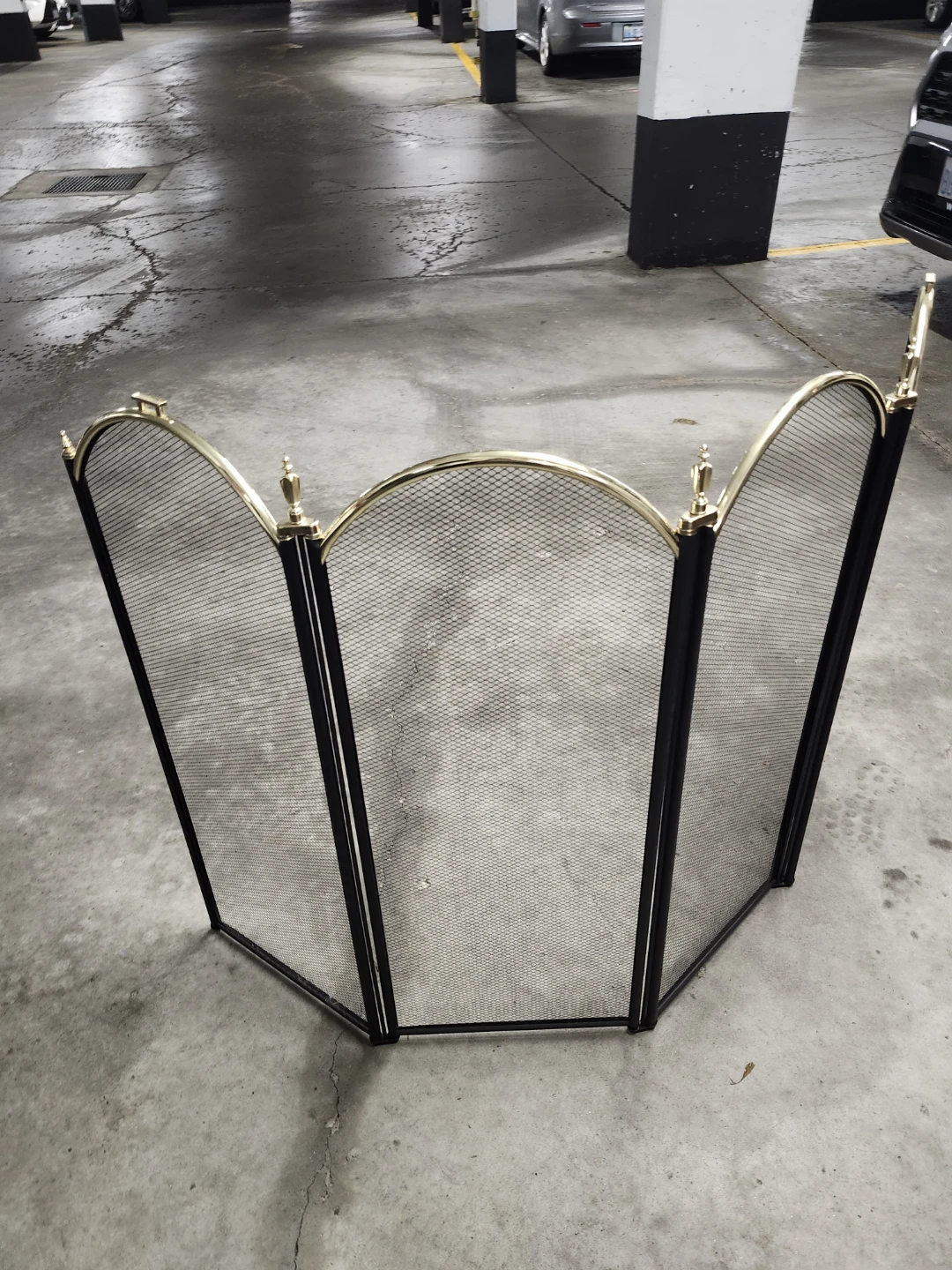 4-Fold Folding Screen - Polished Brass & Black Finish - photo 4
