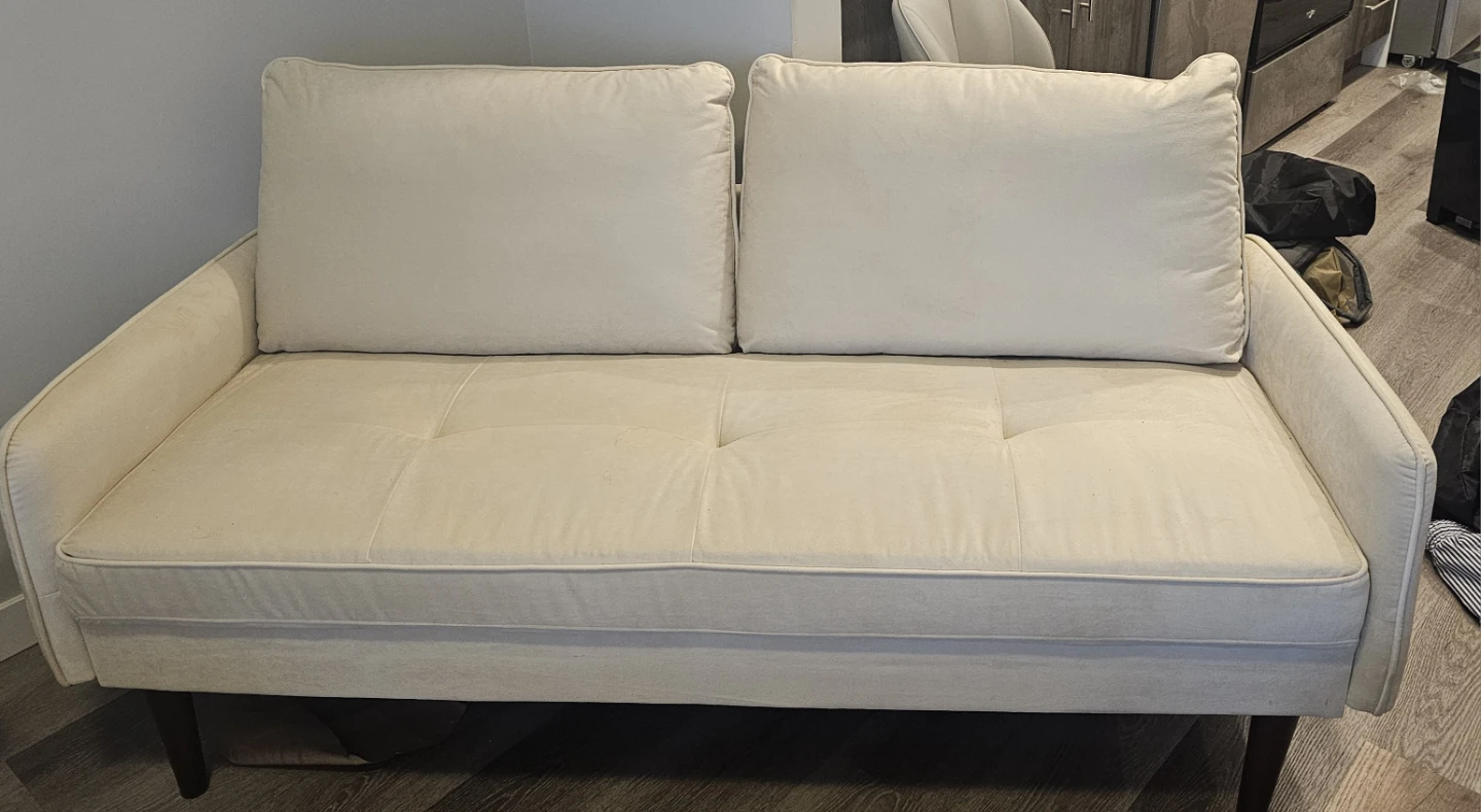 Cream Sofa with Tufted Seat