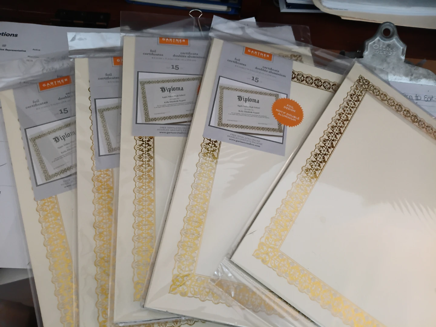 Gartner Studios Foil Certificates - printable - 45 ct