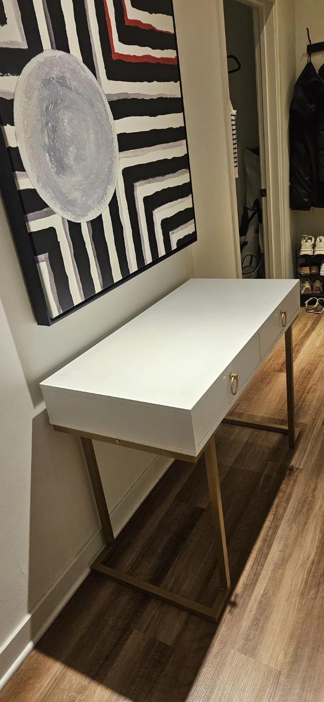 White Desk with Gold Legs