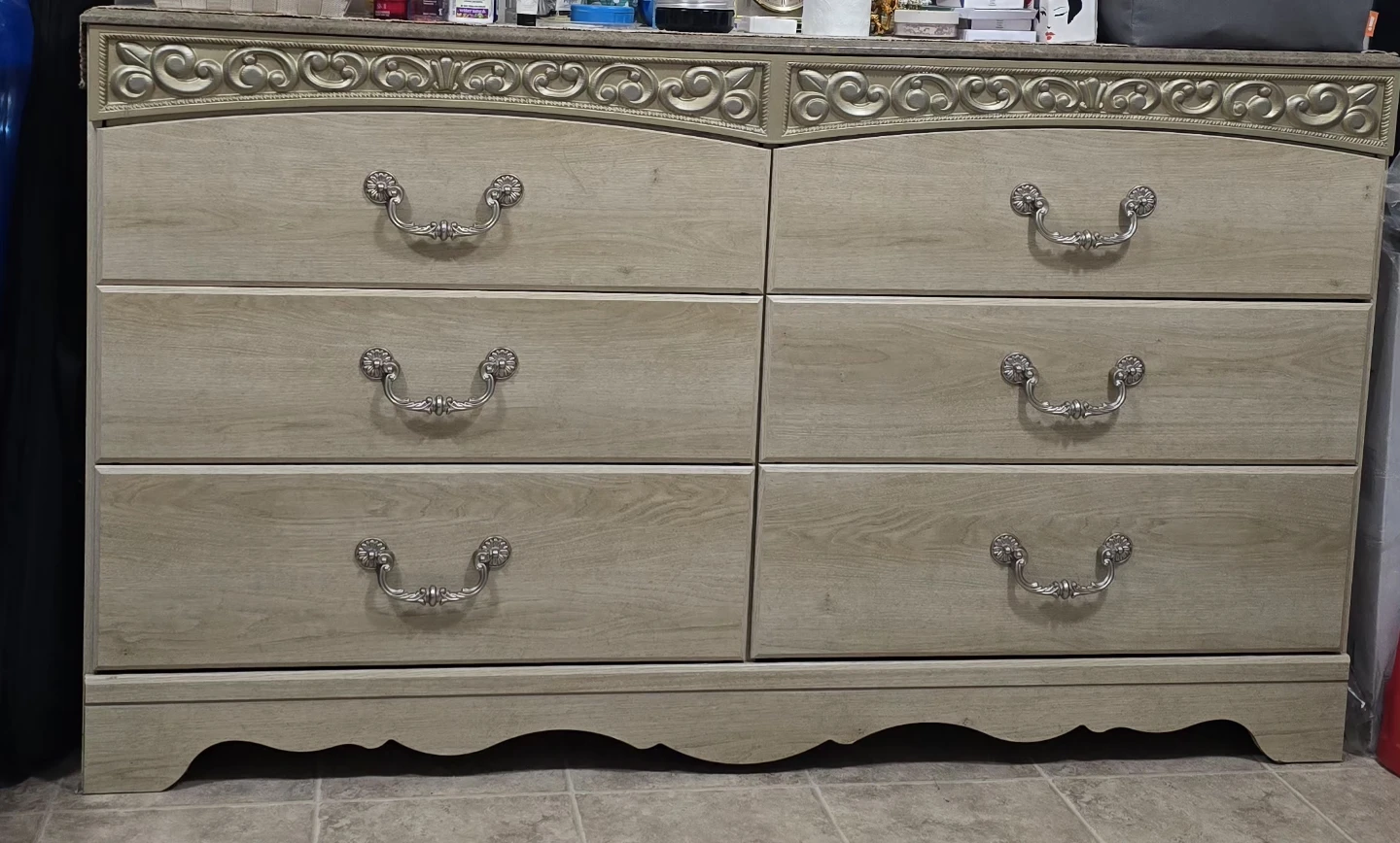 Dresser with mirror and 2 night stand
