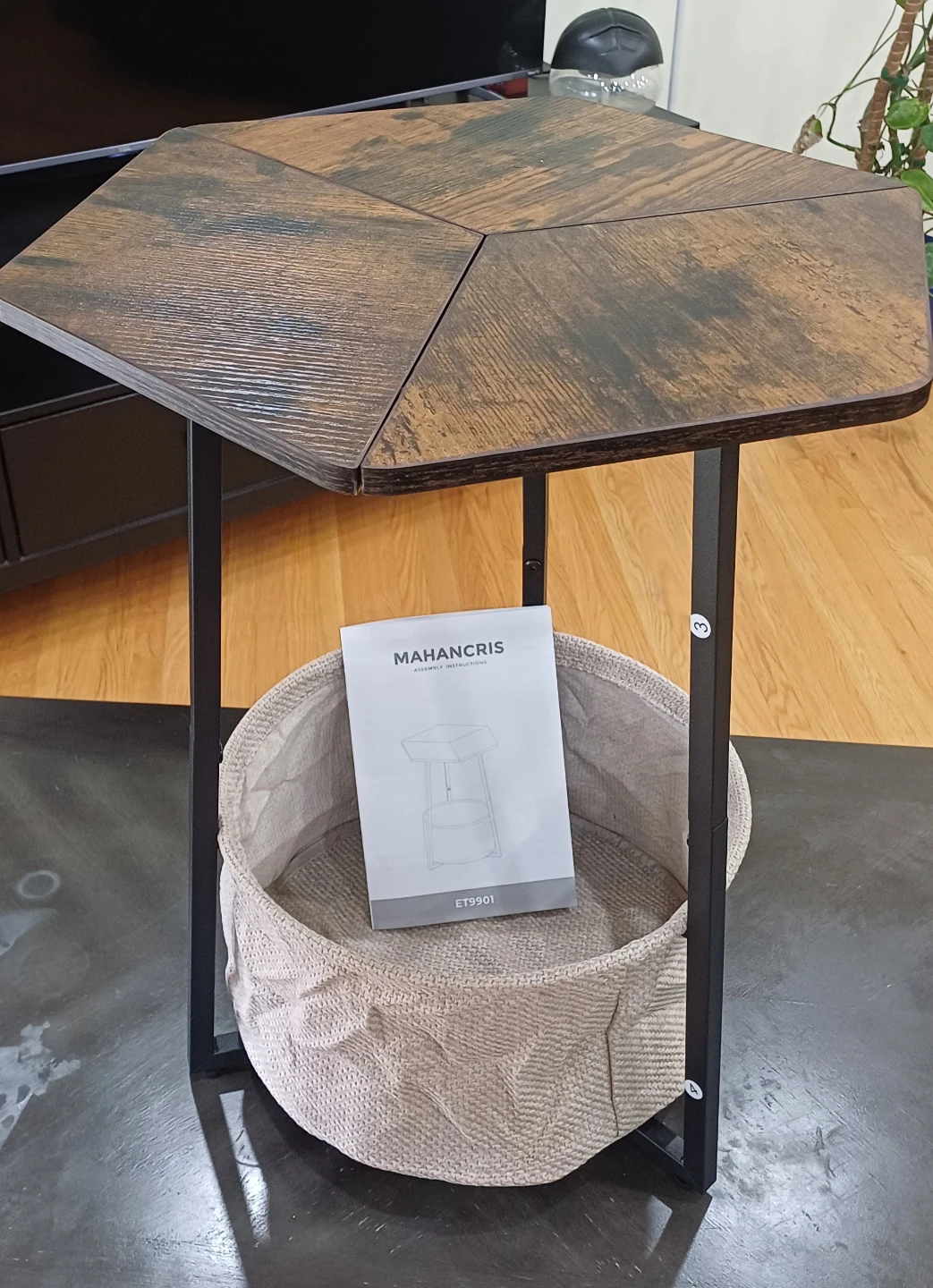 Mahancris Hexagonal Side Table with Fabric Storage Pouch - photo 5