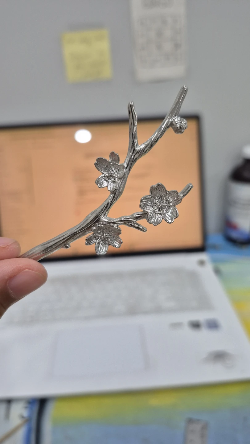 Silver cherry blossom brunch hair stick authentic Chinese style