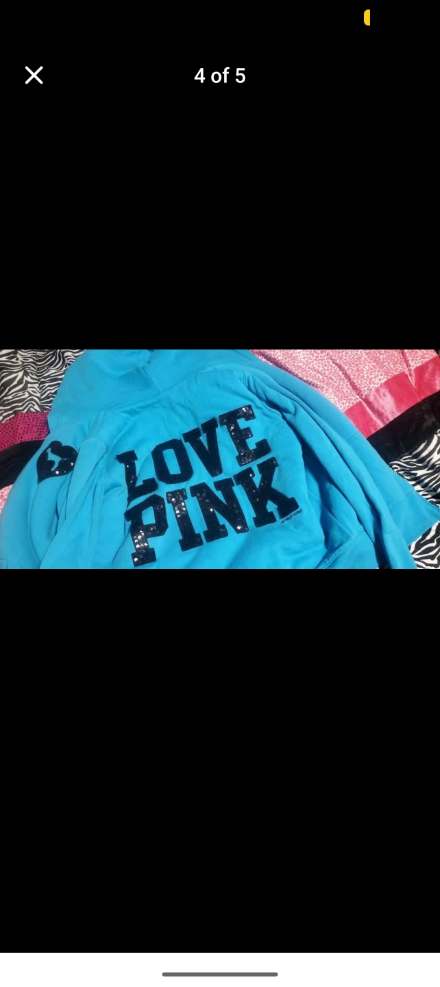 Vintage Victoria's Secret PINK Blue Lined Zip up Hoodie