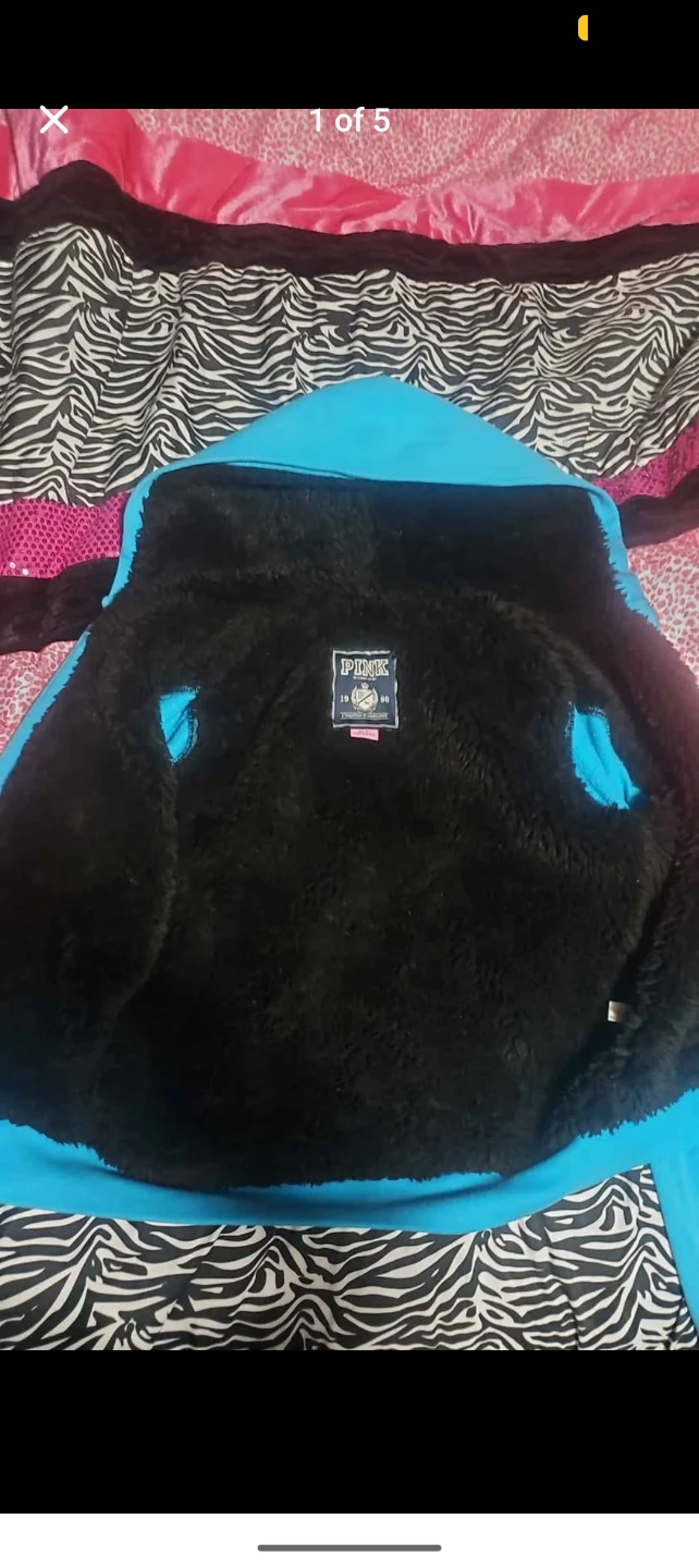 Vintage Victoria's Secret PINK Blue Lined Zip up Hoodie - photo 3