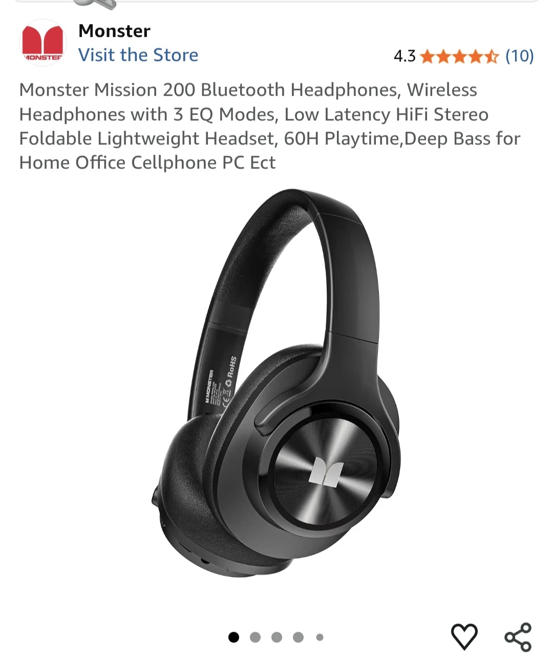 Monster Mission 200 Bluetooth Headphones - photo 3