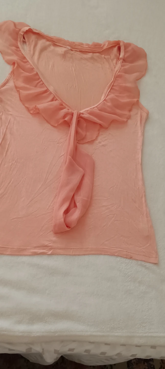 Peach Chiffon Bow Top