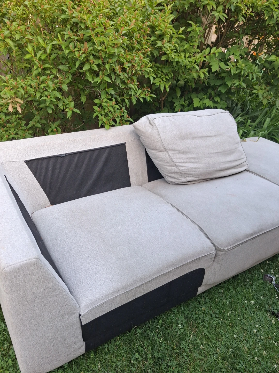 Grey fabric sofa with throw pillow - photo 2